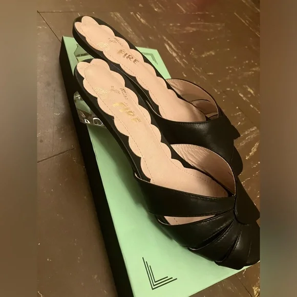 New Miss L Fire summer slip-on crystal heel euro 37 - Picture 5 of 6